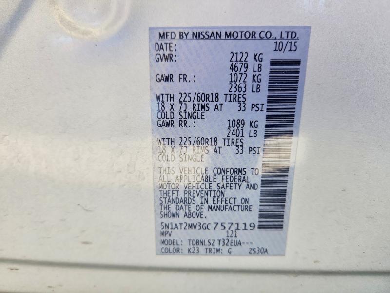 Aukcja sprzedaży 2016 Nissan Rogue, vin: 5N1AT2MV3GC757119, numer aukcji: 53085966