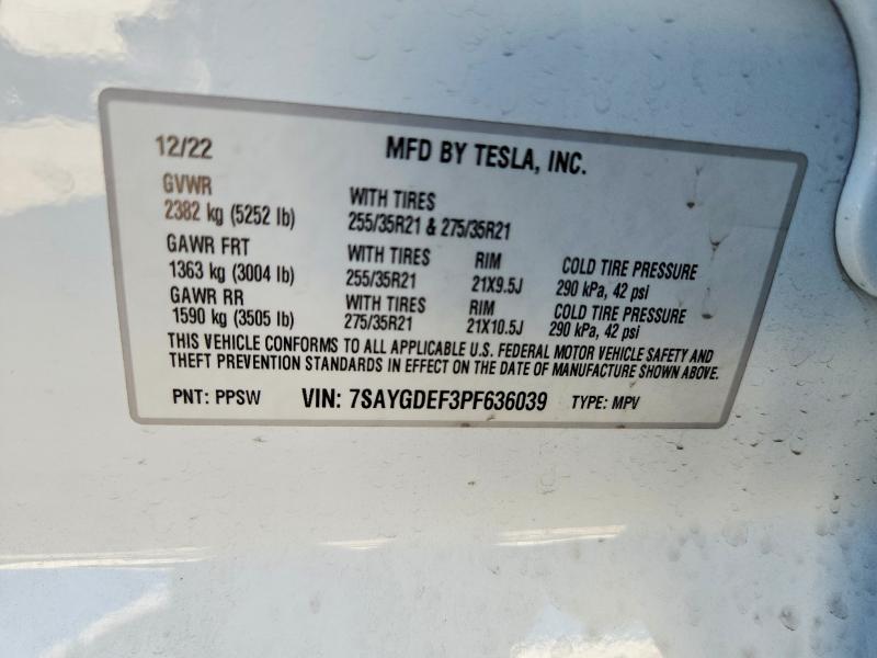 Aukcja sprzedaży 2023 Tesla Model Y, vin: 7SAYGDEF3PF636039, numer aukcji: 54731986