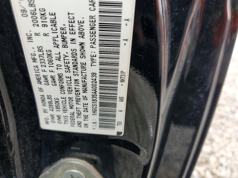 Продажа на аукционе авто 2010 Honda Accord, vin: 1HGCS1B35AA002439, номер лота: 52832196