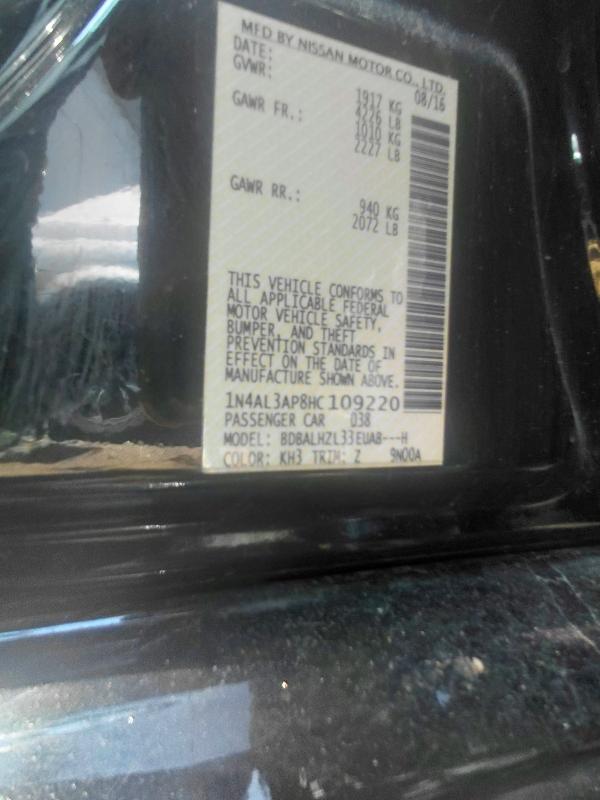 Продаж на аукціоні авто 2017 Nissan Altima, vin: 1N4AL3AP8HC109220, номер лоту: 54892346