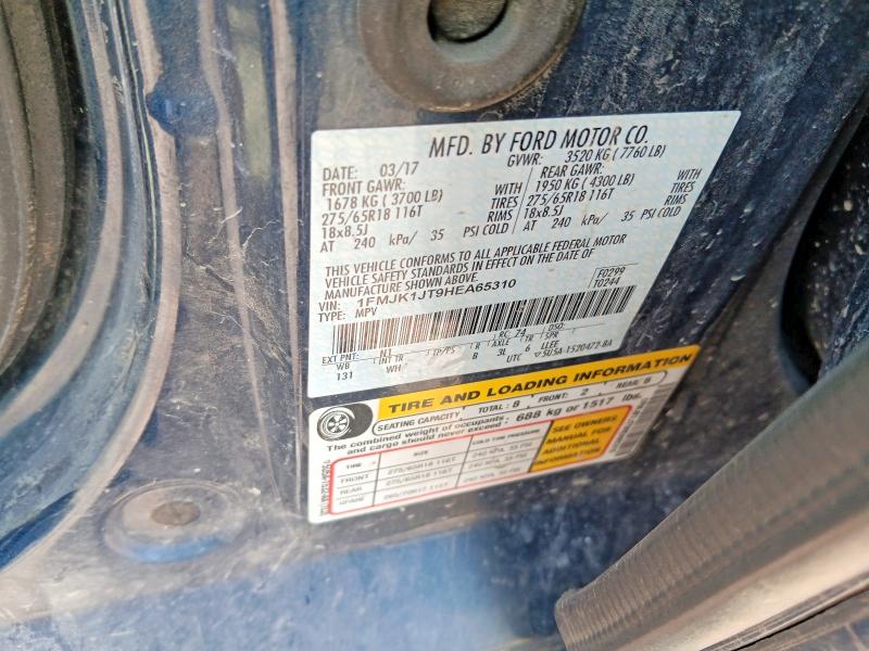 53396796 :رقم المزاد ، 1FMJK1JT9HEA65310 vin ، 2017 Ford Expedition مزاد بيع