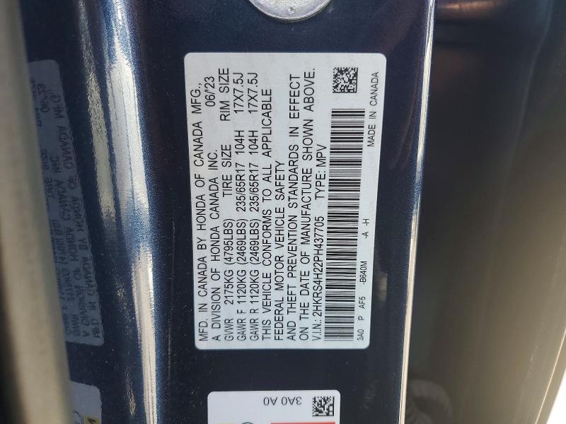 Продаж на аукціоні авто 2023 Honda Cr-v, vin: 2HKRS4H22PH437705, номер лоту: 53760746