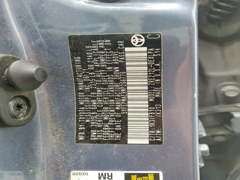 Продаж на аукціоні авто 2021 Toyota Corolla, vin: 5YFEPMAE9MP266776, номер лоту: 54682536