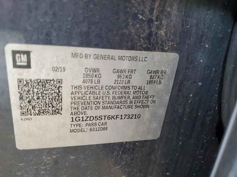 2019 Chevrolet Malibu მანქანა იყიდება აუქციონზე, vin: 1G1ZD5ST6KF173210, აუქციონის ნომერი: 55432186