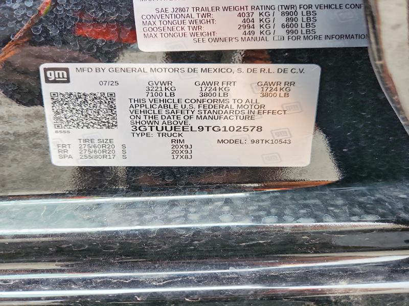 Продаж на аукціоні авто 2026 Gmc Sierra, vin: 3GTUUEEL9TG102578, номер лоту: 53116666
