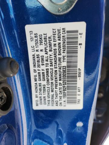 54009886 :رقم المزاد ، 19XFB2F52EE005833 vin ، 2014 Honda Civic مزاد بيع