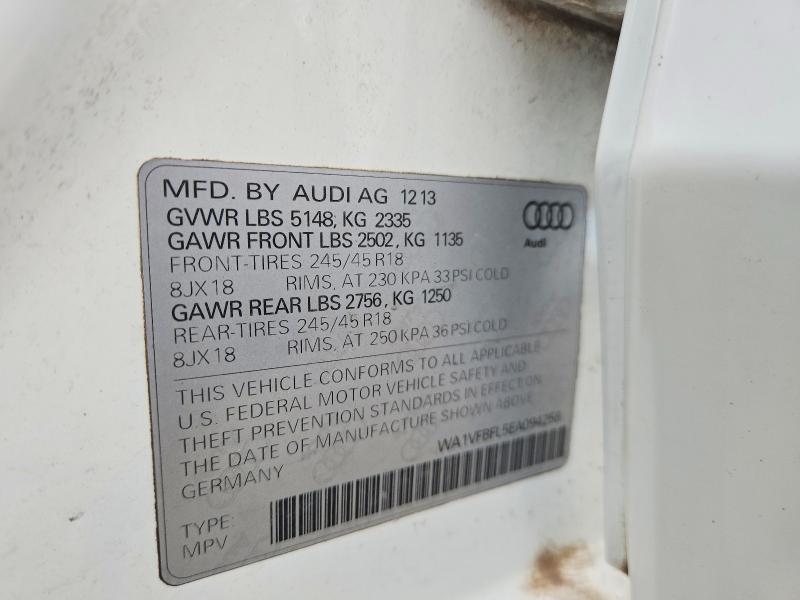 2014 Audi A4 Allroad მანქანა იყიდება აუქციონზე, vin: WA1VFBFL5EA094258, აუქციონის ნომერი: 53745506