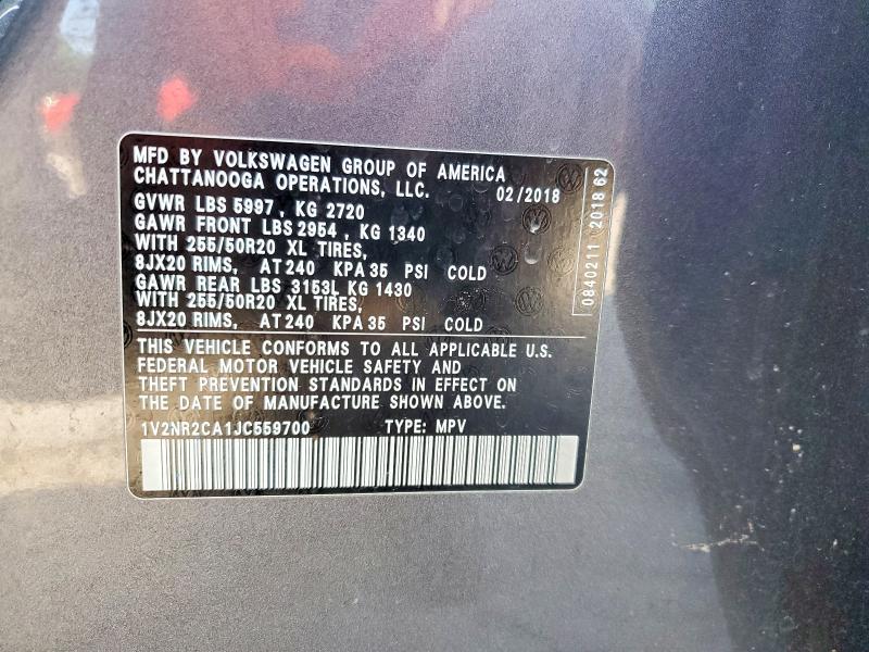 Aukcja sprzedaży 2018 Volkswagen Atlas, vin: 1V2NR2CA1JC559700, numer aukcji: 55141556