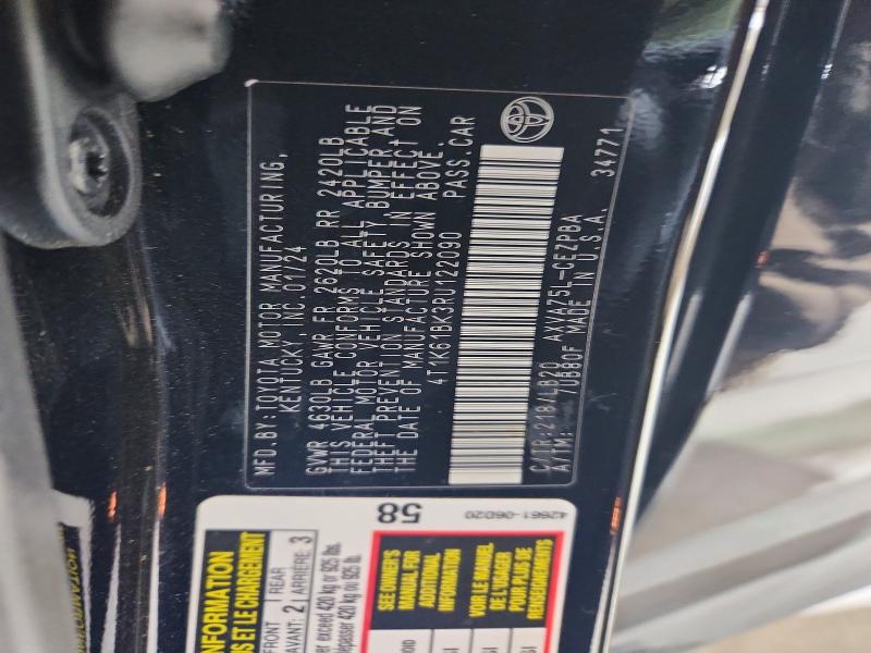 2024 Toyota Camry მანქანა იყიდება აუქციონზე, vin: 4T1K61BK3RU122090, აუქციონის ნომერი: 52597166