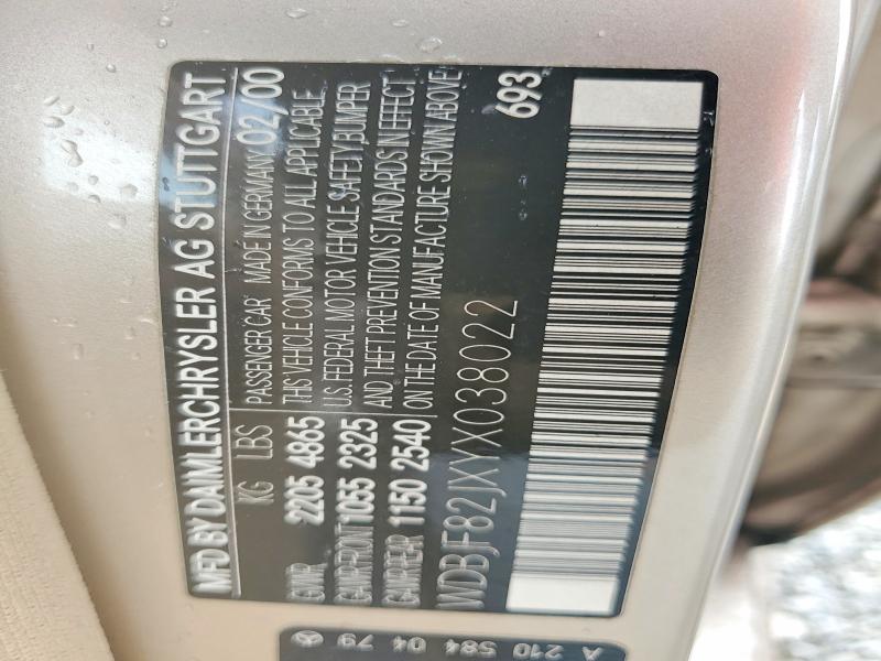 Aukcja sprzedaży 2000 Mercedes-benz E, vin: WDBJF82JXYX038022, numer aukcji: 55309976