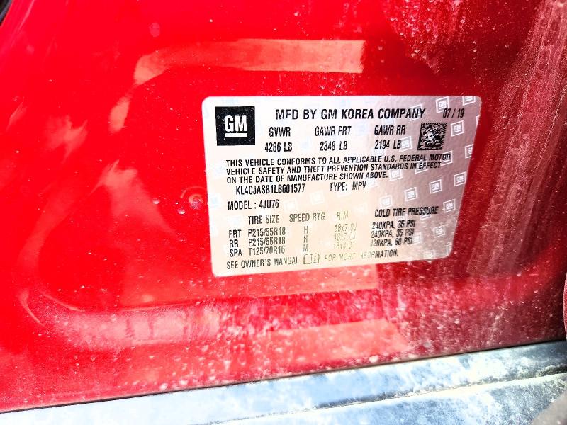 54756486 :رقم المزاد ، KL4CJASB1LB001577 vin ، 2020 Buick Encore مزاد بيع