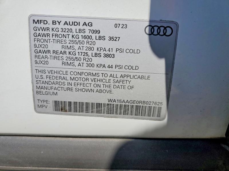 Продажа на аукционе авто 2024 Audi Q8 E-tron, vin: WA15AAGE0RB027625, номер лота: 52950746