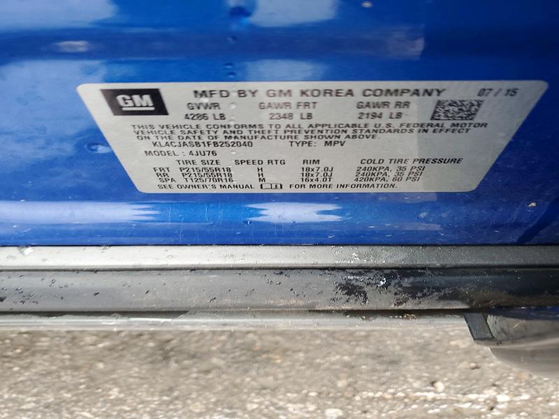 2015 Buick Encore მანქანა იყიდება აუქციონზე, vin: KL4CJASB1FB252040, აუქციონის ნომერი: 54864706