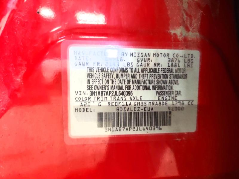 Aukcja sprzedaży 2018 Nissan Sentra, vin: 3N1AB7AP2JL640396, numer aukcji: 52960836