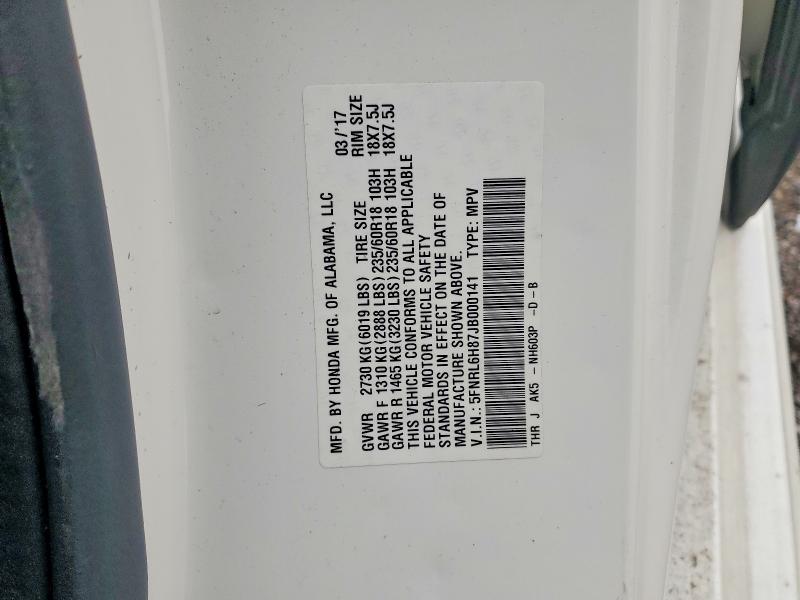 53838646 :رقم المزاد ، 5FNRL6H87JB000141 vin ، 2018 Honda Odyssey مزاد بيع