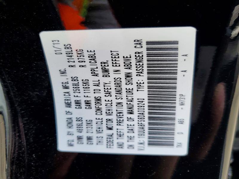 Aukcja sprzedaży 2013 Acura Tl, vin: 19UUA8F56DA009240, numer aukcji: 52091846