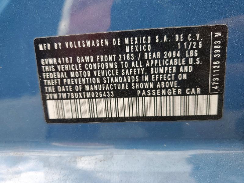 53177896 :رقم المزاد ، 3VW7W7BUXTM026433 vin ، 2026 Volkswagen Jetta مزاد بيع