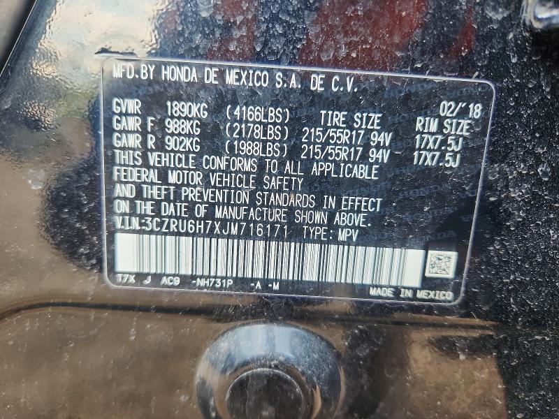 Aukcja sprzedaży 2018 Honda Hr-v, vin: 3CZRU6H7XJM716171, numer aukcji: 52775286
