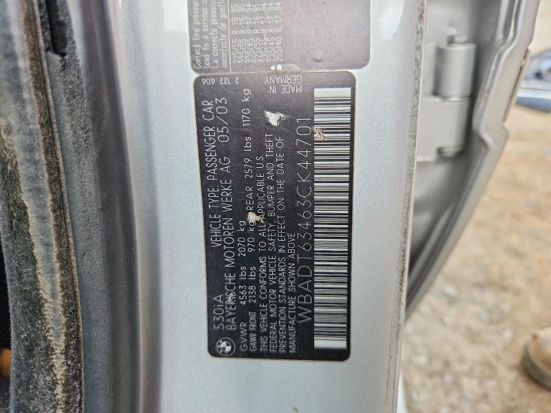52682846 :رقم المزاد ، WBADT63463CK44701 vin ، 2003 Bmw 530 مزاد بيع
