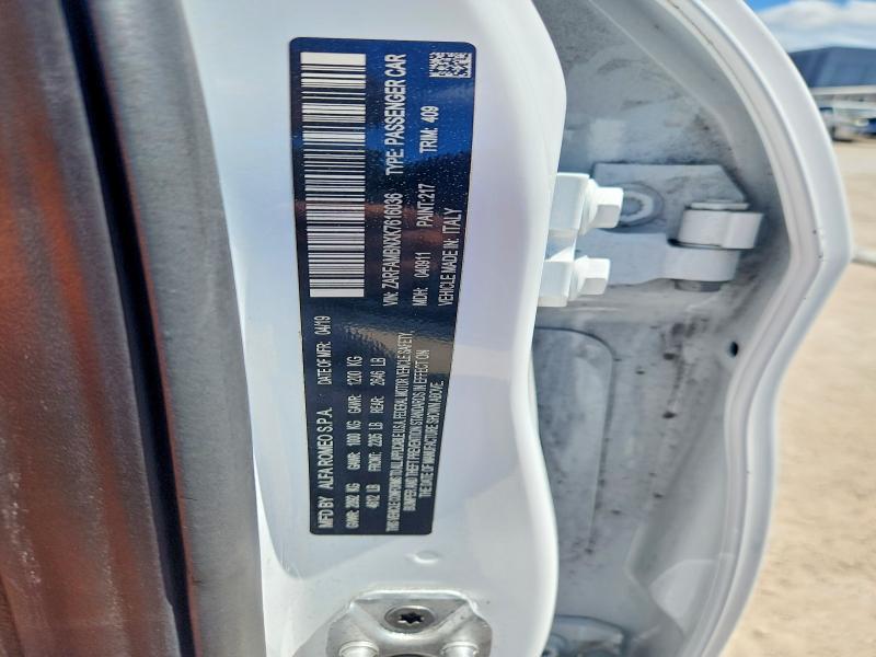 53759826 :رقم المزاد ، ZARFAMBNXK7616036 vin ، 2019 Alfa Romeo Giulia مزاد بيع