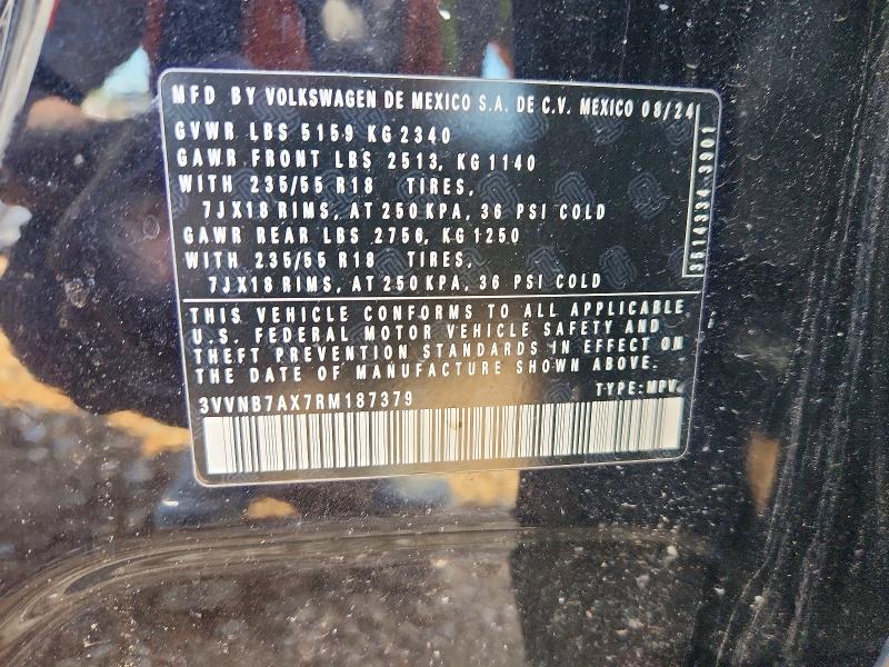 Продажа на аукционе авто 2024 Volkswagen Tiguan, vin: 3VVNB7AX7RM187379, номер лота: 46781086
