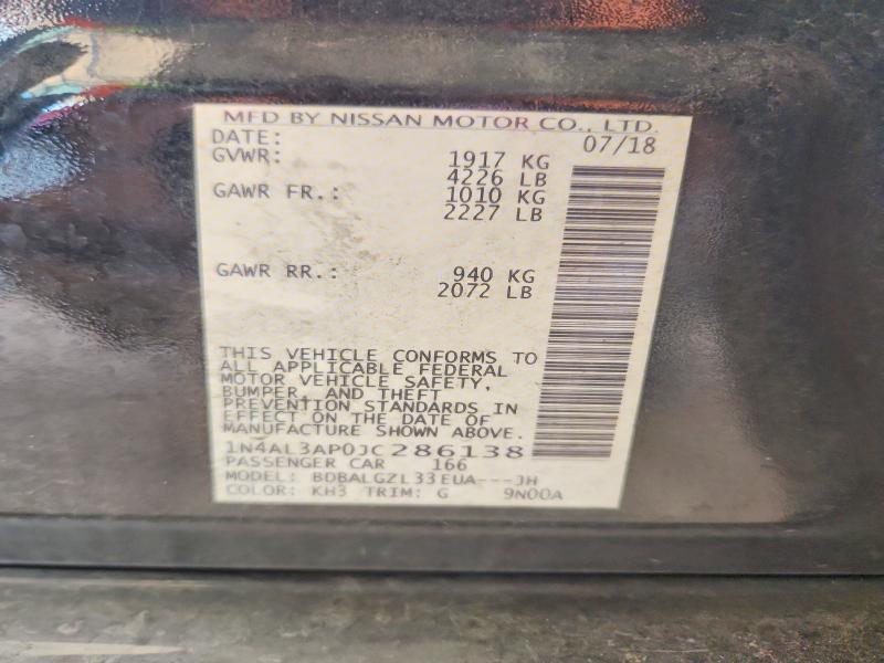 Продаж на аукціоні авто 2018 Nissan Altima, vin: 1N4AL3AP0JC286138, номер лоту: 53517296