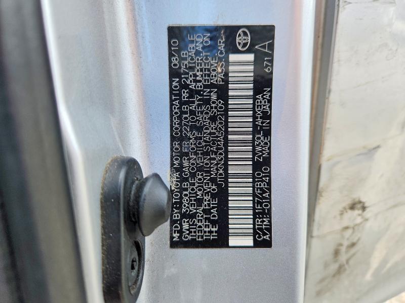 2010 Toyota Prius მანქანა იყიდება აუქციონზე, vin: JTDKN3DU4A5202109, აუქციონის ნომერი: 54556816
