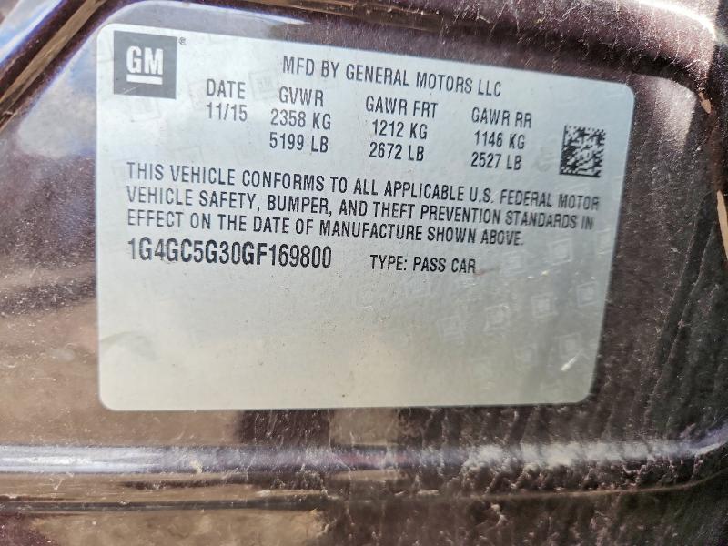 51993036 :رقم المزاد ، 1G4GC5G30GF169800 vin ، 2016 Buick Lacrosse مزاد بيع