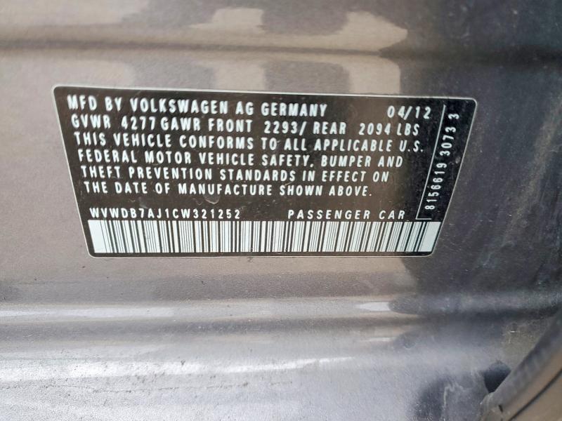 2012 Volkswagen Golf მანქანა იყიდება აუქციონზე, vin: WVWDB7AJ1CW321252, აუქციონის ნომერი: 54686986