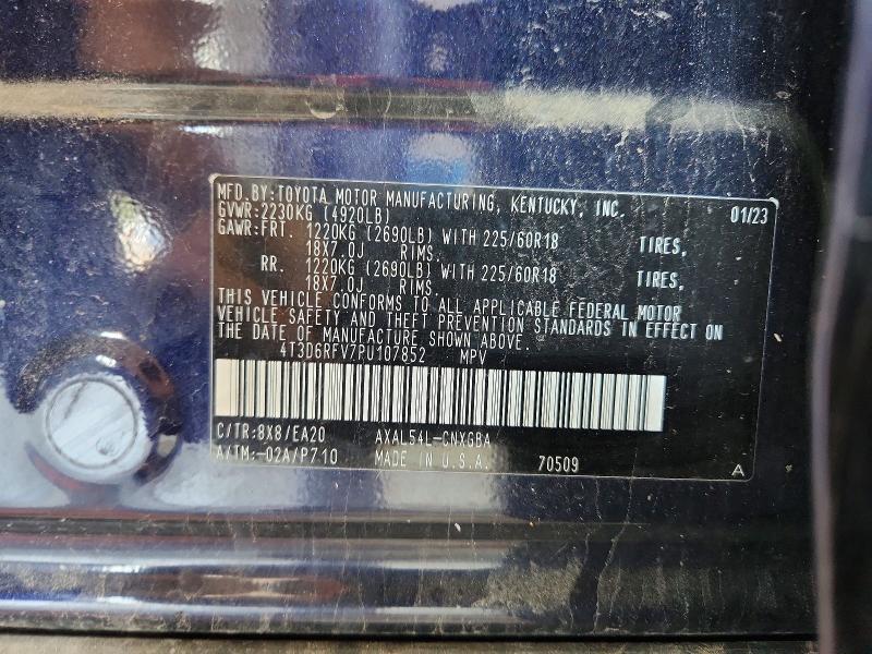 2023 Toyota Rav4 მანქანა იყიდება აუქციონზე, vin: 4T3D6RFV7PU107852, აუქციონის ნომერი: 72867875
