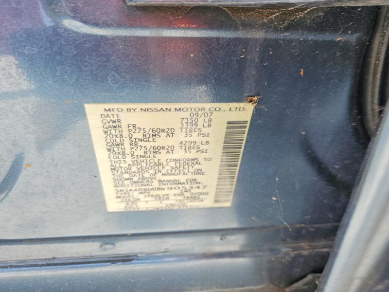 51101146 :رقم المزاد ، 5N3AA08D08N905347 vin ، 2008 Infiniti Qx56 مزاد بيع