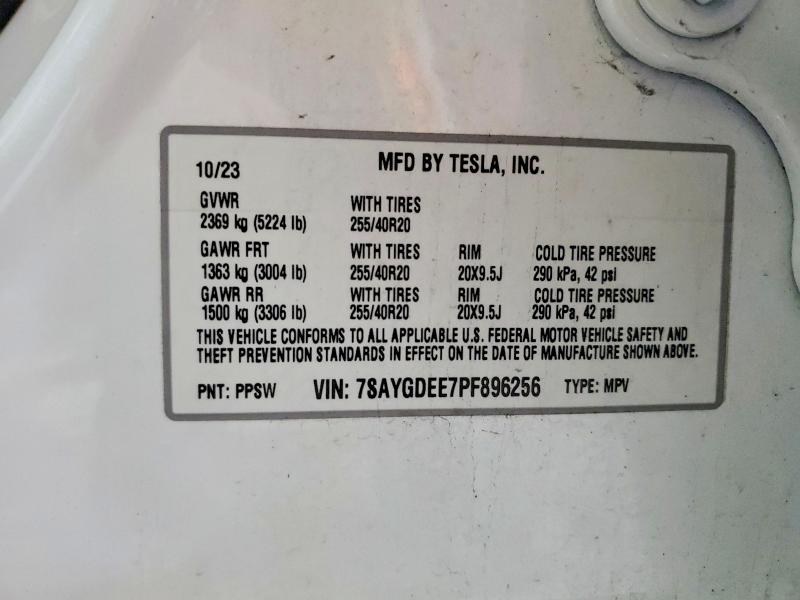 Aukcja sprzedaży 2023 Tesla Model Y, vin: 7SAYGDEE7PF896256, numer aukcji: 52249646