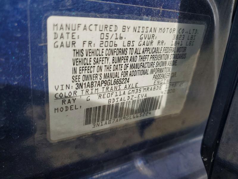 Aukcja sprzedaży 2016 Nissan Sentra, vin: 3N1AB7AP9GL665224, numer aukcji: 52068066