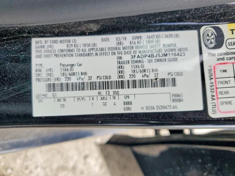 Продажа на аукционе авто 2018 Ford Fiesta, vin: 3FADP4BJ5JM116423, номер лота: 53458346