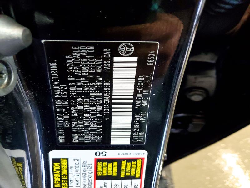 54468906 :رقم المزاد ، 4T1C31AK3MU559580 vin ، 2021 Toyota Camry مزاد بيع