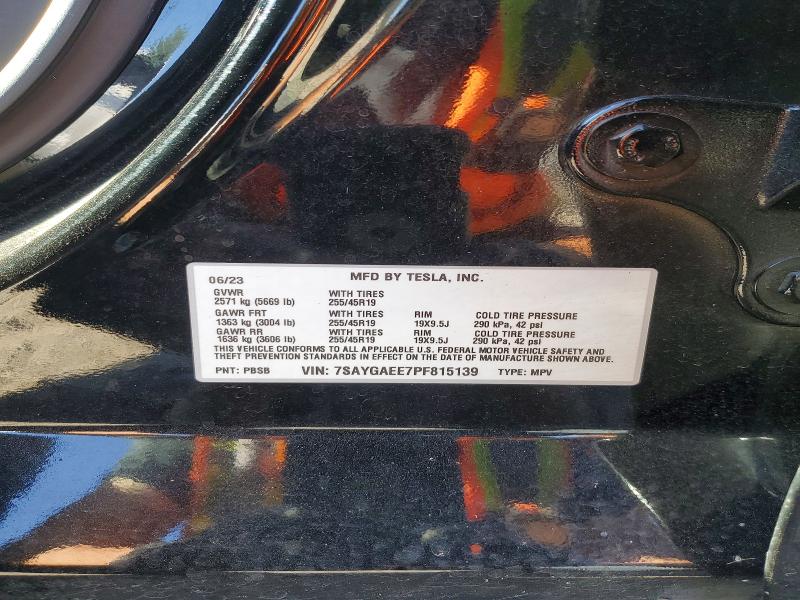 53086906 :رقم المزاد ، 7SAYGAEE7PF815139 vin ، 2023 Tesla Model Y مزاد بيع