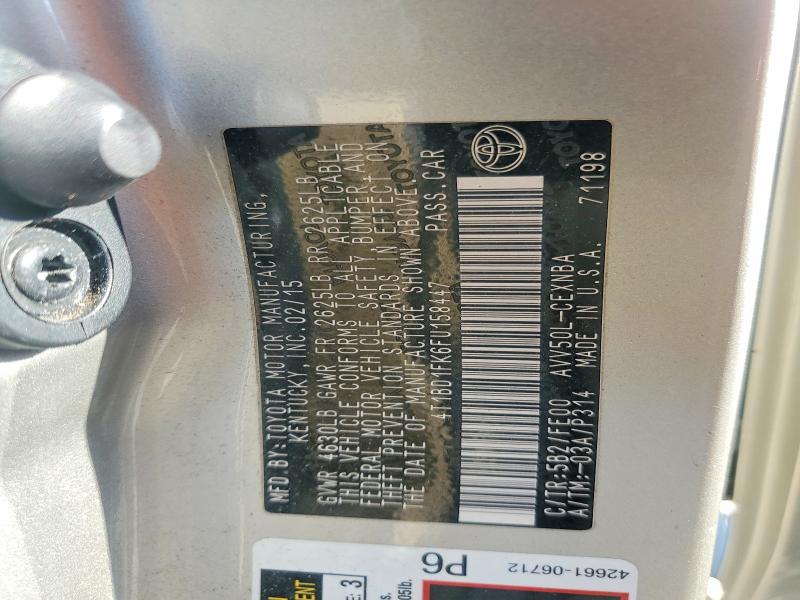 54333806 :رقم المزاد ، 4T1BD1FK6FU158447 vin ، 2015 Toyota Camry Hybrid مزاد بيع