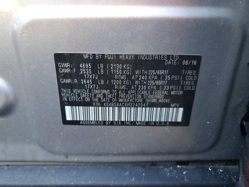 Продаж на аукціоні авто 2017 Subaru Outback, vin: 4S4BSAAC6H3242041, номер лоту: 53768416
