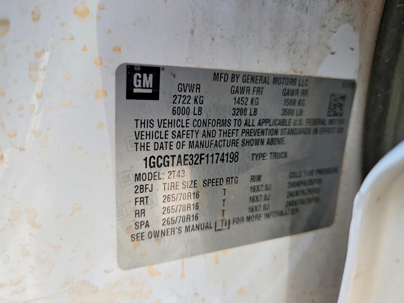2015 Chevrolet Colorado მანქანა იყიდება აუქციონზე, vin: 1GCGTAE32F1174198, აუქციონის ნომერი: 52047526