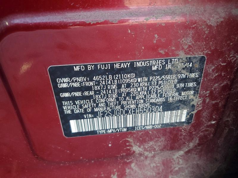 Aukcja sprzedaży 2014 Subaru Forester, vin: JF2SJGDCXEH550304, numer aukcji: 52390856
