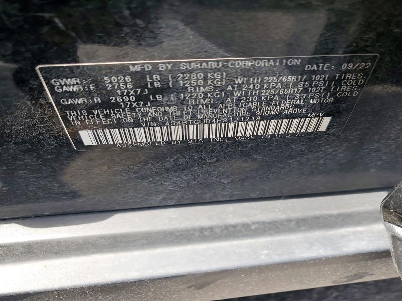 2023 Subaru Outback მანქანა იყიდება აუქციონზე, vin: 4S4BTGUD4P3121219, აუქციონის ნომერი: 52625906