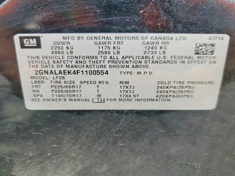 Продажа на аукционе авто 2015 Chevrolet Equinox, vin: 2GNALAEK4F1100554, номер лота: 55199176