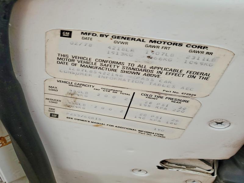54307436 :رقم المزاد ، 1Z87L8S422146 vin ، 1978 Chevrolet Corvette Rwd 350.0 8 Gasoline مزاد بيع