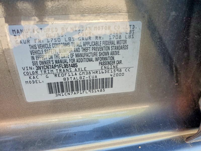 Aukcja sprzedaży 2015 Nissan Versa, vin: 3N1CN7AP1FL951485, numer aukcji: 51837476