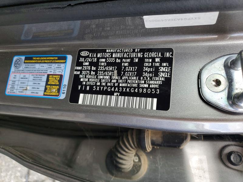 Продаж на аукціоні авто 2019 Kia Sorento, vin: 5XYPG4A3XKG498053, номер лоту: 52354836