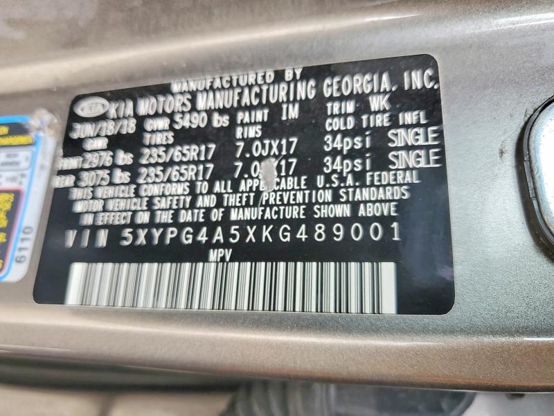 Aukcja sprzedaży 2019 Kia Sorento, vin: 5XYPG4A5XKG489001, numer aukcji: 52735736