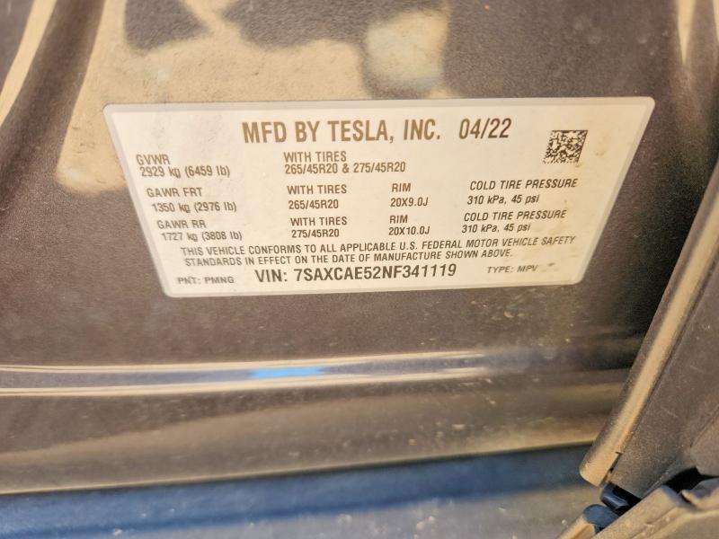 Продажа на аукционе авто 2022 Tesla Model X, vin: 7SAXCAE52NF341119, номер лота: 53067416