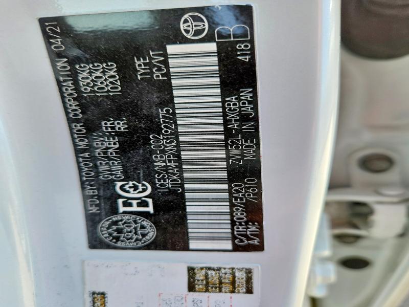 2021 Toyota Prius Prime მანქანა იყიდება აუქციონზე, vin: JTDKAMFPXM3192775, აუქციონის ნომერი: 52175176