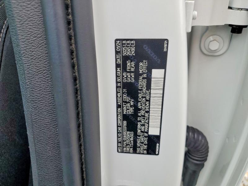 55254816 :رقم المزاد ، YV4L12UK6R2337899 vin ، 2024 Volvo Xc40 مزاد بيع
