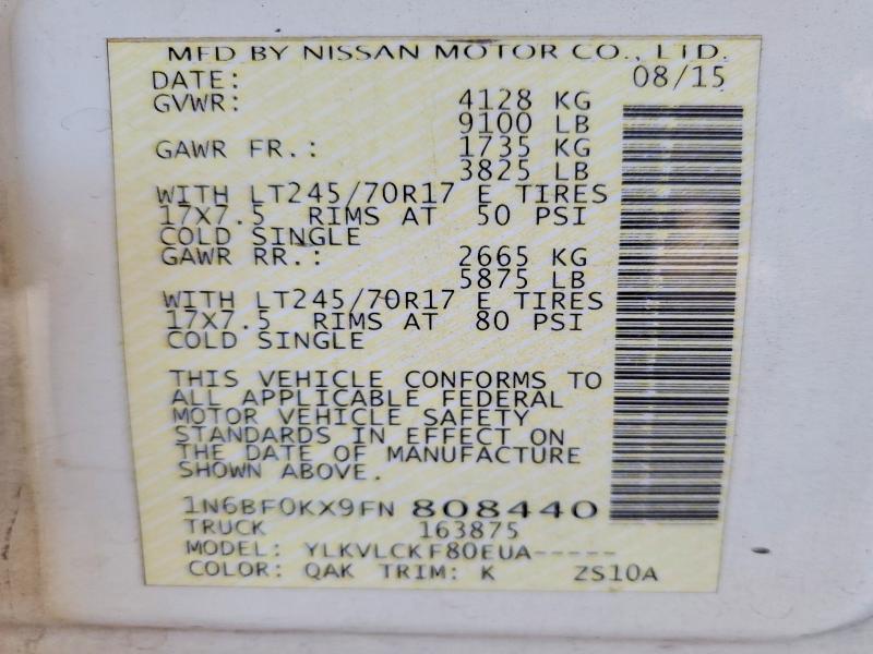 55006316 :رقم المزاد ، 1N6BF0KX9FN808440 vin ، 2015 Nissan Nv مزاد بيع